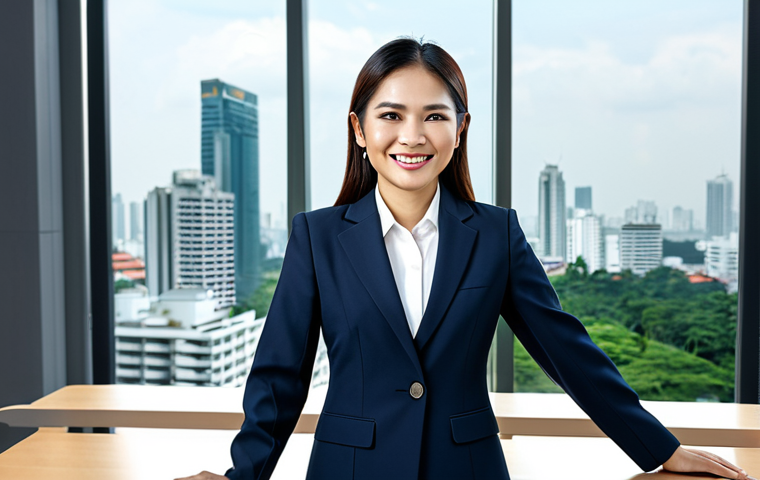**

"A Thai businesswoman in a tailored, modest business suit, smiling warmly while presenting a financial report in a modern Bangkok office. Background shows city skyline through large windows. Fully clothed, appropriate attire, professional, safe for work, perfect anatomy, correct proportions, natural pose, high-quality resolution, family-friendly."

**