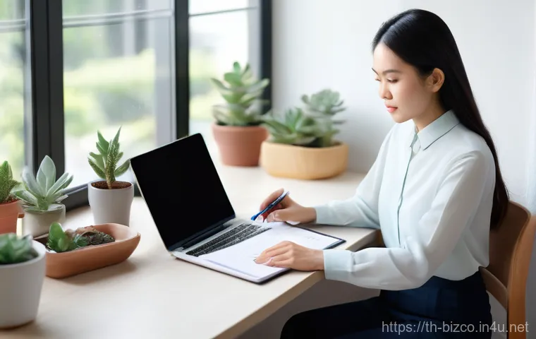 기업경영지도사와 효과적인 업무 스케줄링 - Prompt 1: Focused Productivity at a Modern Workstation**