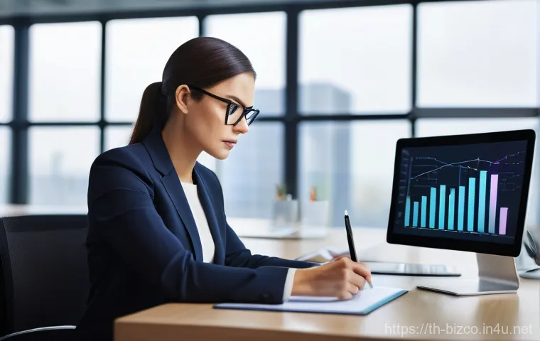 기업경영지도사 관련 자격증 비교 - **Prompt:** A highly intelligent and focused female business consultant, dressed in smart business a...