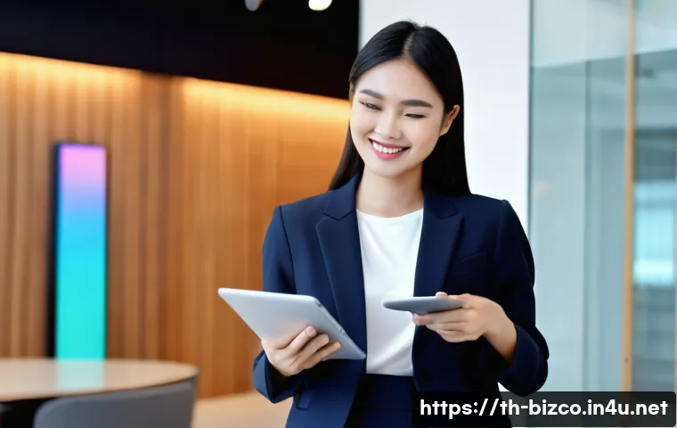 기업경영지도사와 기업 브랜드 전략 - **Prompt:** A dynamic, modern Thai female entrepreneur in her late 20s or early 30s, dressed in a sm...