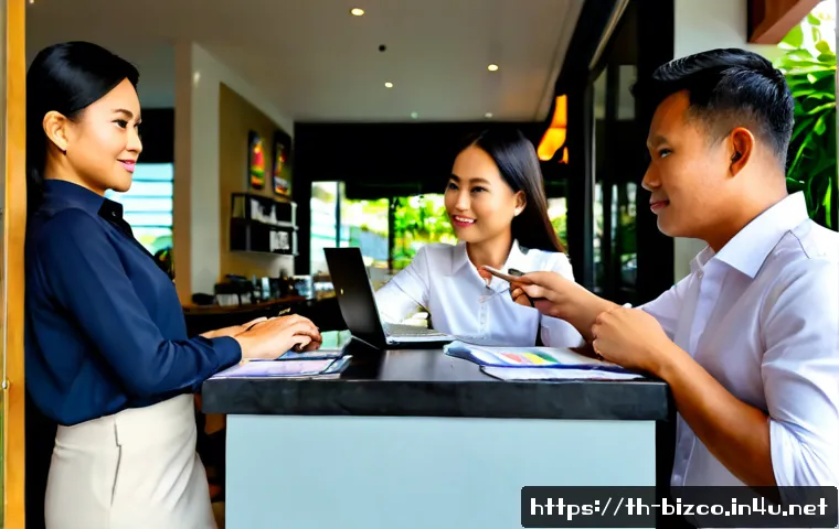 기업경영지도사 자격증 취득 후 진로 - Photorealistic Thai business management consultant in smart professional attire meeting with a small...
